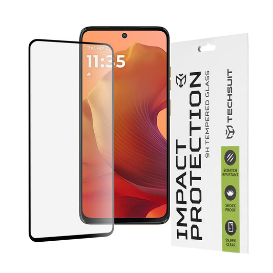 Película protetora de ecrã Techsuit para Motorola Moto G15 / G15 Power, Vidro Temperado, Cola Total, 111D, Preta