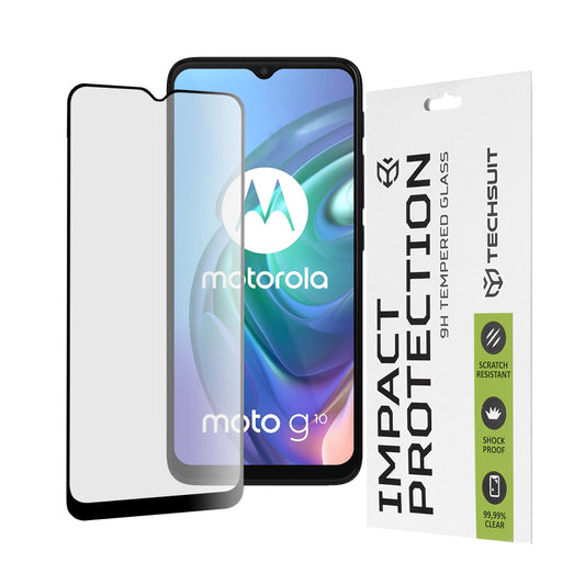 Película protetora de ecrã Techsuit para Motorola Moto G30 / G20 / G10 / E7 Plus / G9 Play, Vidro Temperado, Full Glue, 111D, Preto