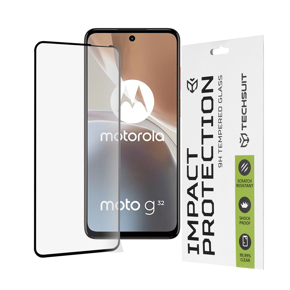 Película protetora de ecrã Techsuit para Motorola Moto G32, Vidro Temperado, Full Glue, 111D, Preto