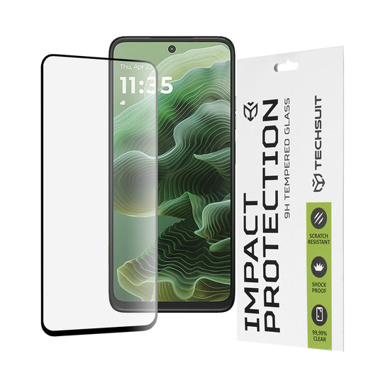 Película protetora de ecrã Techsuit para Motorola Moto G56 / G35, Vidro Temperado, Cola Total, 111D, Preta