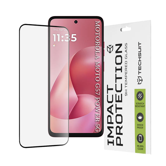 Película de Proteção de Ecrã Techsuit para Motorola Moto G67 Power / G57 Power, Vidro Temperado, Full Glue, 111D, Preta