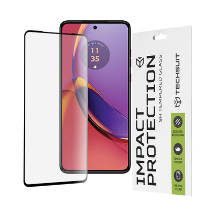 Película protetora de ecrã Techsuit para Motorola Moto G84, Vidro Temperado, Cola Total, 111D, Preta