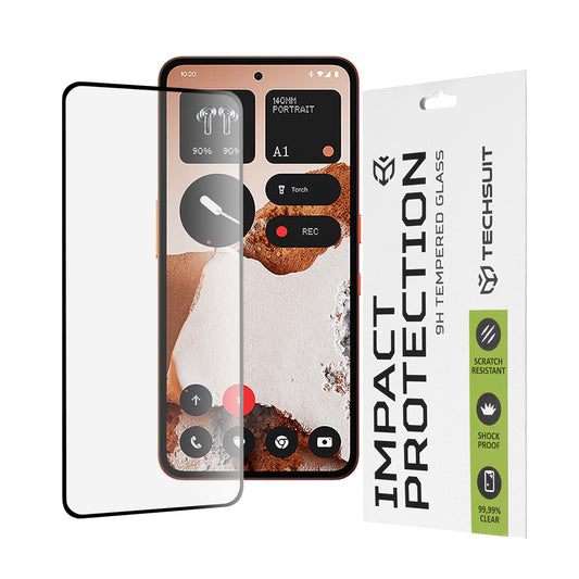 Película protetora de ecrã Techsuit para Nothing CMF Phone 2 Pro, vidro temperado, cola total, 111D, preta