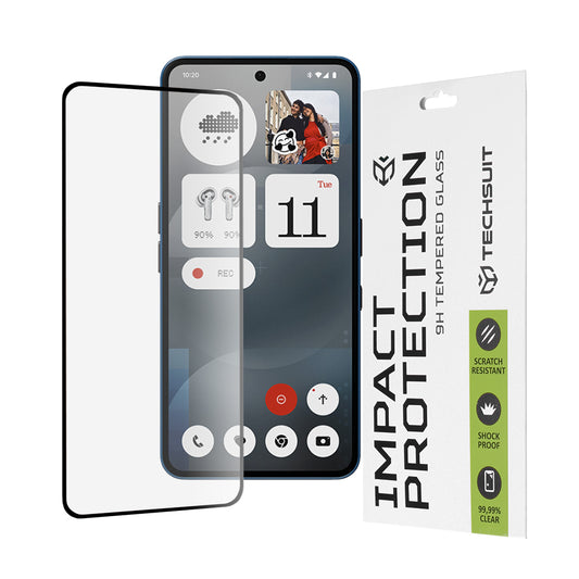 Película protetora de ecrã Techsuit para Nothing Phone (3a) / Phone (3a) Pro, Vidro Temperado, Full Glue, 111D, Preto