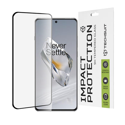 Película protetora de ecrã Techsuit para OnePlus 12, vidro temperado, cola total, 111D, preta