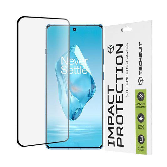 Película protetora de ecrã Techsuit para OnePlus 12R, Vidro Temperado, Cola Total, 111D, Preta