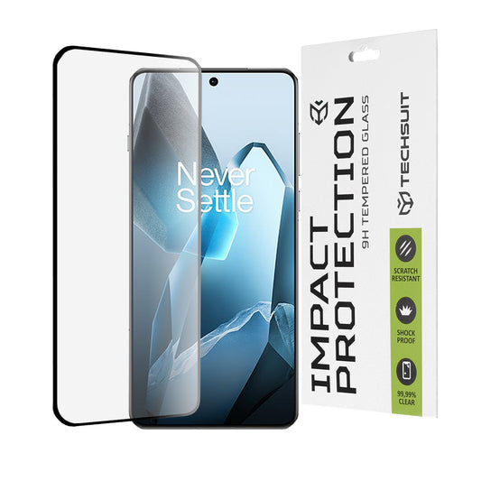 Película protetora de ecrã Techsuit para OnePlus 13, vidro temperado, cola total, 111D, preta