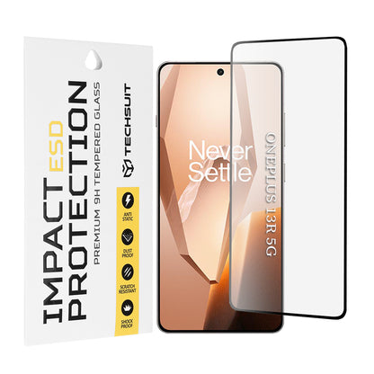 Película protetora de ecrã Techsuit para OnePlus 13R, vidro temperado, cola total, preta