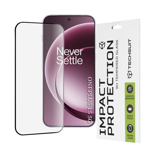 Película de Proteção de Ecrã Techsuit para OnePlus 15, Vidro Temperado, Full Glue, 111D, Preta