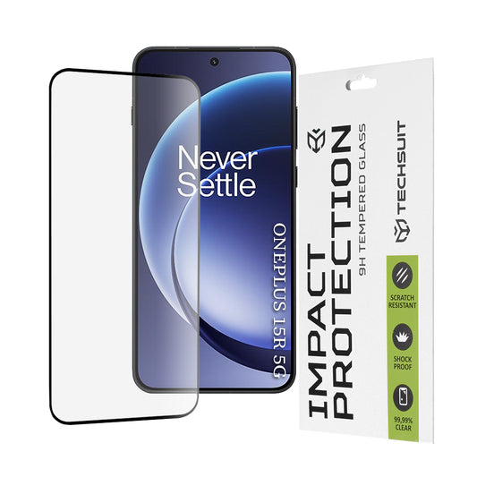 Película de Proteção de Ecrã Techsuit para OnePlus 15R, Vidro Temperado, Full Glue, 111D, Preta