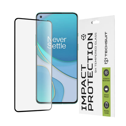 Película protetora de ecrã Techsuit para OnePlus 8T, vidro temperado, cola total, 111D, preta