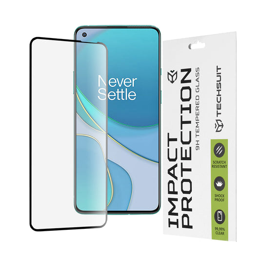 Película protetora de ecrã Techsuit para OnePlus 8T, vidro temperado, cola total, 111D, preta