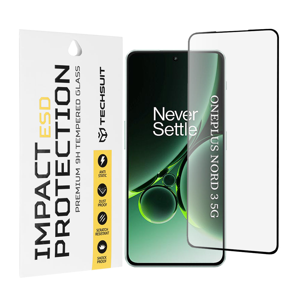 Película protetora de ecrã Techsuit para OnePlus Nord 3, Vidro Temperado, Cola Total, Preta