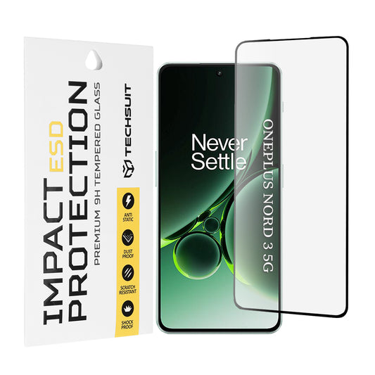 Película protetora de ecrã Techsuit para OnePlus Nord 3, Vidro Temperado, Cola Total, Preta