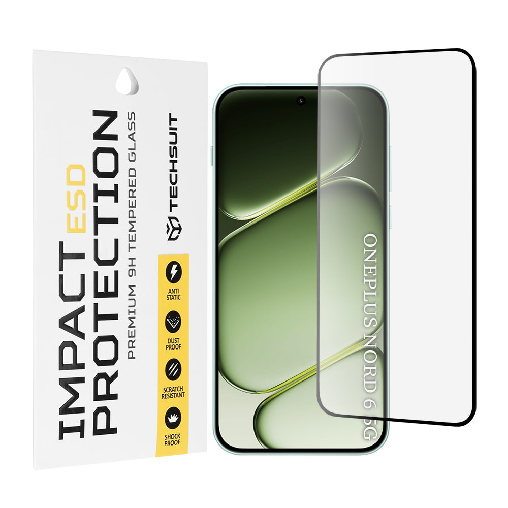 Película protetora de ecrã Techsuit para OnePlus Nord 6, Vidro Temperado, Cola Total, Preta