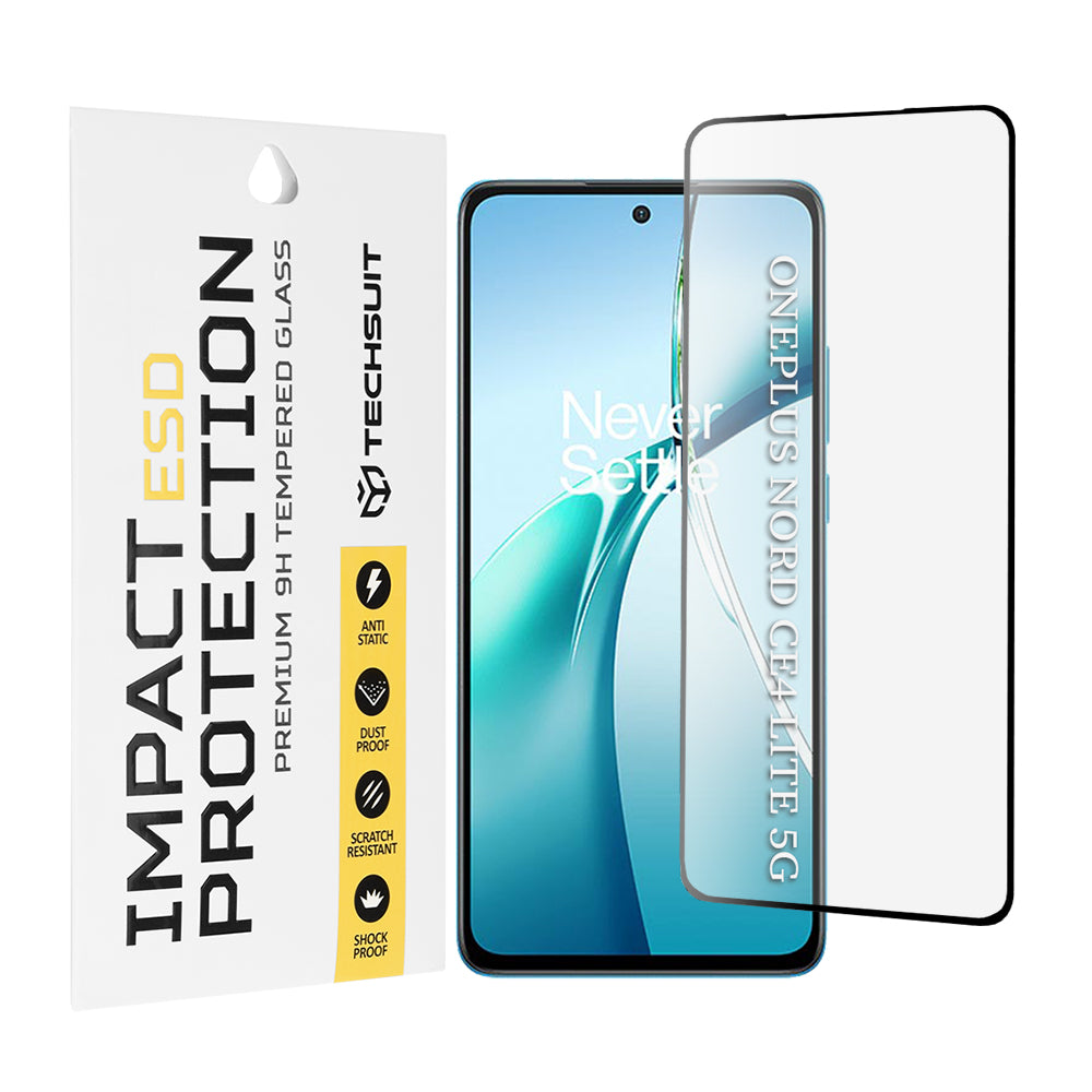 Película protetora de ecrã Techsuit para OnePlus Nord CE4 Lite, Vidro Temperado, Cola Total, Preta