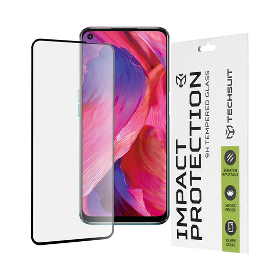 Película protetora de ecrã Techsuit para OnePlus Nord N200 5G / Oppo A74 5G / A54 5G, Vidro Temperado, Cola Total, 111D, Preta
