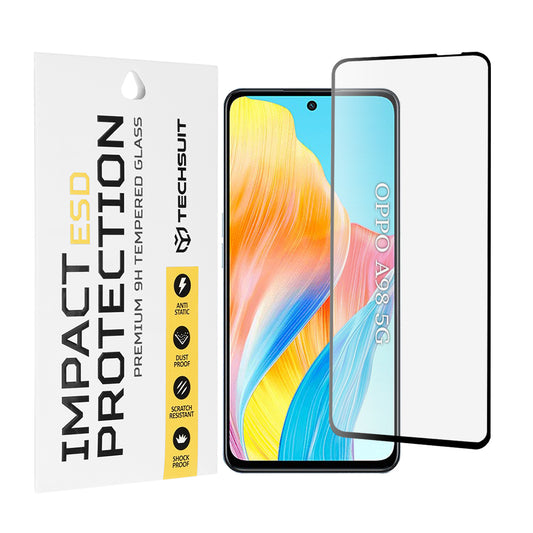 Película protetora de ecrã Techsuit para OnePlus Nord N30 SE / Oppo A79 / A98 / A58 4G, Vidro Temperado, Cola Total, Preta