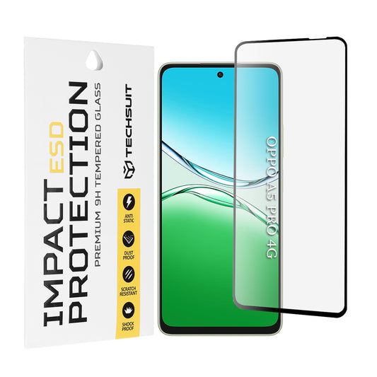 Película protetora de ecrã Techsuit para Oppo A5 Pro 4G / A5 Pro, Vidro Temperado, Cola Total, Preta