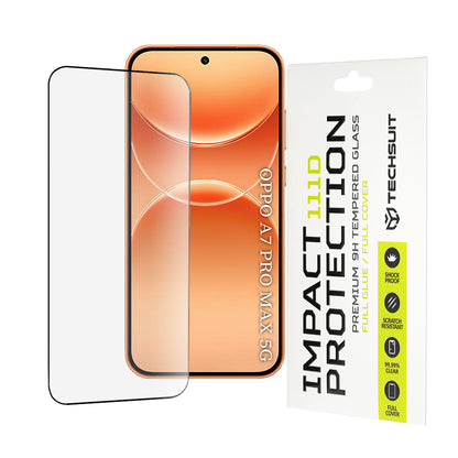 Película de proteção de ecrã Techsuit para Oppo A7 Pro Max, vidro temperado, Full Glue, 111D, preta
