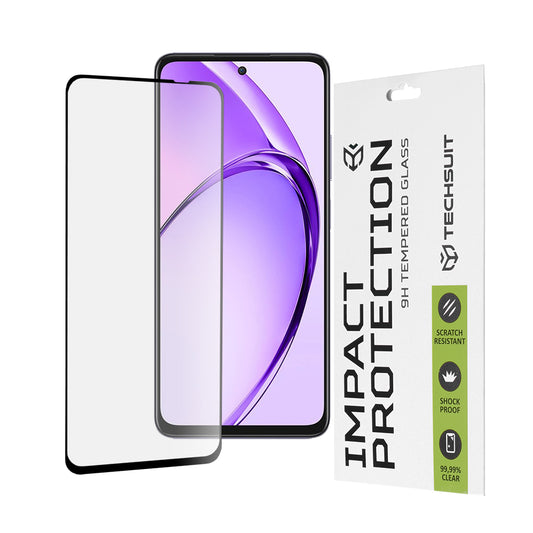 Película protetora de ecrã Techsuit para Oppo A80, vidro temperado, cola total, 111D, preta