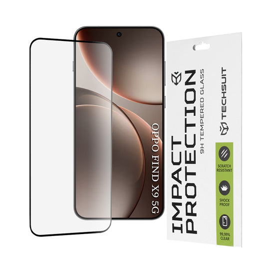 Película de Proteção de Ecrã Techsuit para Oppo Find X9, Vidro Temperado, Full Glue, 111D, Preta