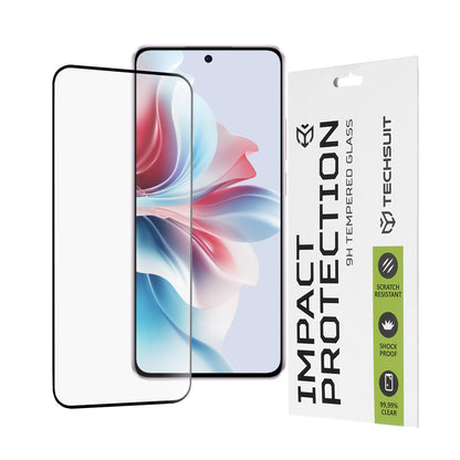 Película protetora de ecrã Techsuit para Oppo Reno11 F, Vidro Temperado, Cola Total, 111D, Preta