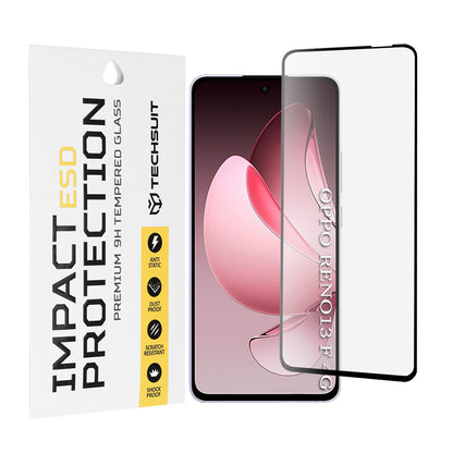 Película protetora de ecrã Techsuit para Oppo Reno13 FS 5G / Reno13 F 4G / Reno13 F, Vidro Temperado, Cola Total, Preta