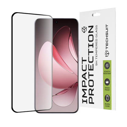 Película protetora de ecrã Techsuit para Oppo Reno13 Pro, Vidro Temperado, Cola Total, 111D, Preta