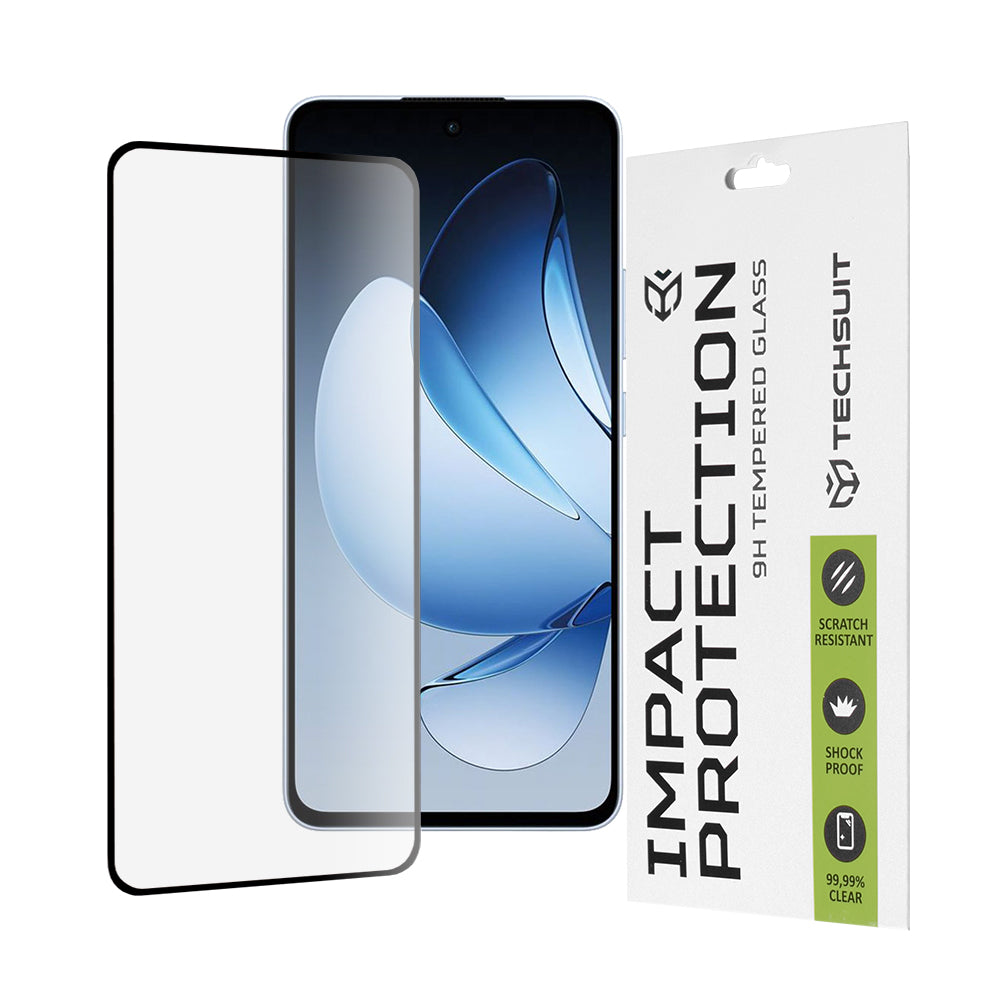 Película protetora de ecrã Techsuit para Oppo Reno13, vidro temperado, cola total, 111D, preta