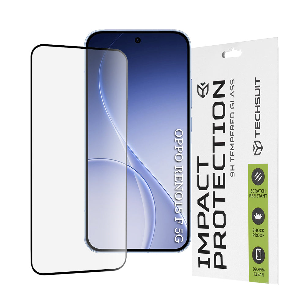 Película de Proteção de Ecrã Techsuit para Oppo Reno15 FS / Reno15 F, Vidro Temperado, Full Glue, 111D, Preta