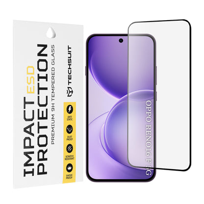 Película protetora de ecrã Techsuit para Oppo Reno16 F / Reno16 FS, Vidro Temperado, Cola Total, Preta