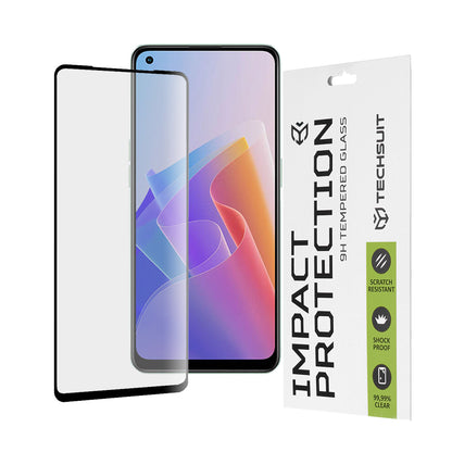 Película protetora de ecrã Techsuit para Oppo Reno8 Lite / Reno7 / Reno7 Lite / Oneplus Nord N20 5G, Vidro Temperado, Cola Total, 111D, Preta
