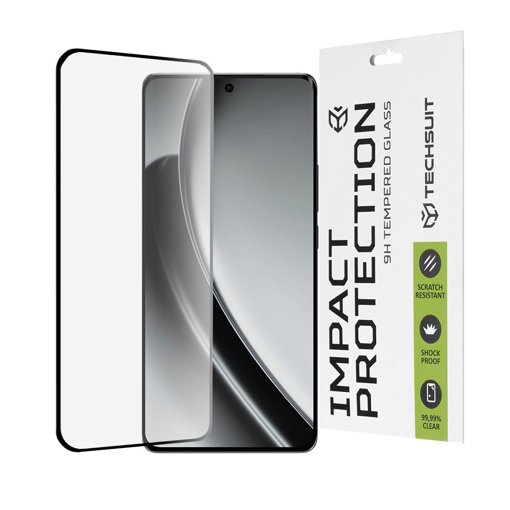 Película protetora de ecrã Techsuit para Realme GT 6T / GT 6, Vidro Temperado, Cola Total, 111D, Preta