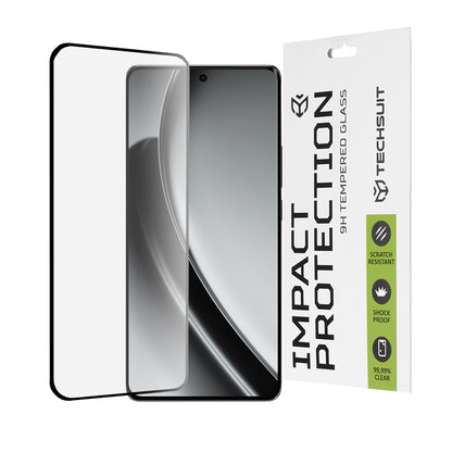 Película protetora de ecrã Techsuit para Realme GT 6T / GT 6, Vidro Temperado, Cola Total, 111D, Preta