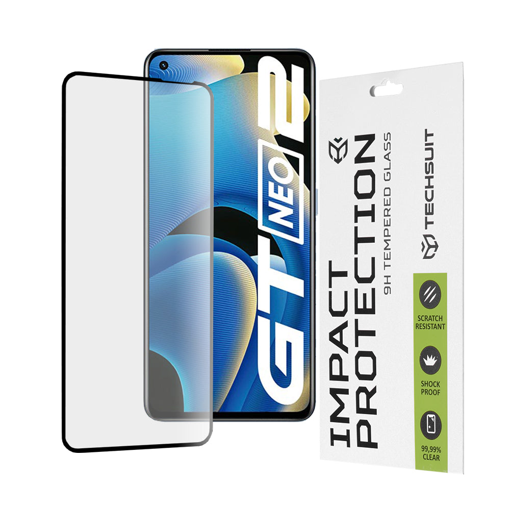 Película protetora de ecrã Techsuit para Realme GT Neo 3T / GT2 / GT Neo2, Vidro Temperado, Full Glue, 111D, Preta