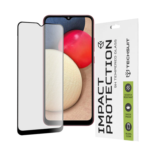 Película protetora de ecrã Techsuit para Samsung Galaxy A04e A042 / M04 M045 / A03 A035 / A03 Core A032, Vidro Temperado, Cola Total, 111D, Preta