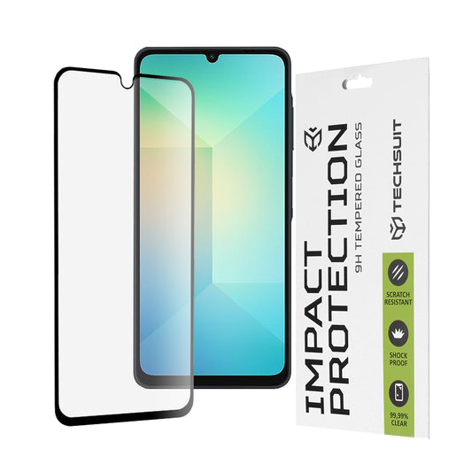 Película protetora de ecrã Techsuit para Samsung Galaxy A06 A065, Vidro Temperado, Full Glue, 111D, Preta