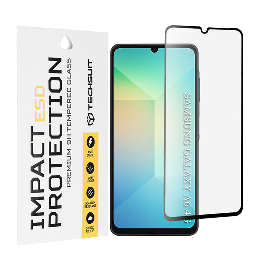Película protetora de ecrã Techsuit para Samsung Galaxy A06 A065, Vidro Temperado, Cola Total, Preta