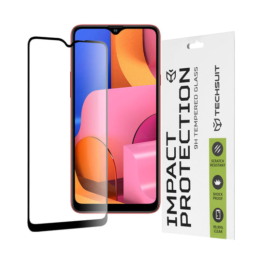 Película protetora de ecrã Techsuit para Samsung Galaxy A20s A207, vidro temperado, cola total, 111D, preta