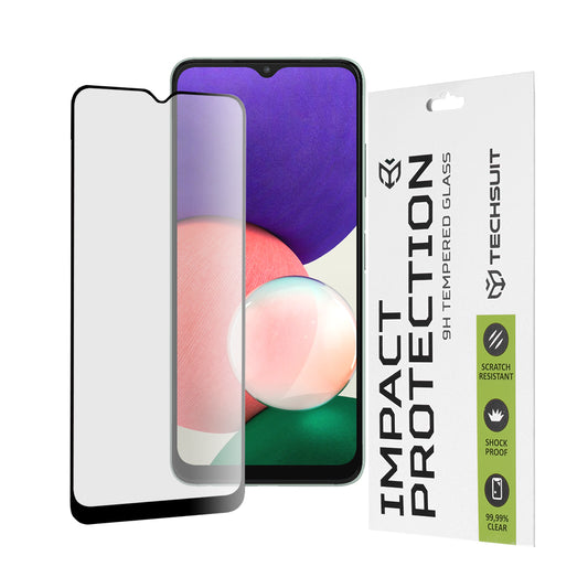 Película protetora de ecrã Techsuit para Samsung Galaxy A22 5G A226, Vidro Temperado, Full Glue, 111D, Preto