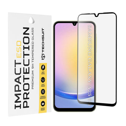 Película protetora de ecrã Techsuit para Samsung Galaxy A25 A256, Vidro Temperado, Cola Total, Preta