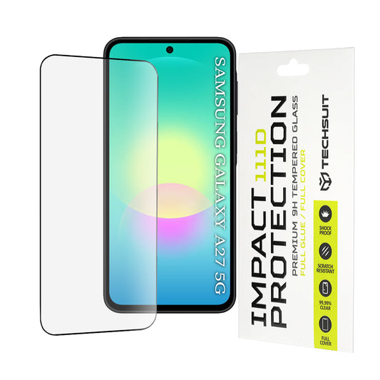 Película protetora de ecrã Techsuit para Samsung Galaxy A27 5G, Vidro Temperado, Full Glue, 111D, Preto