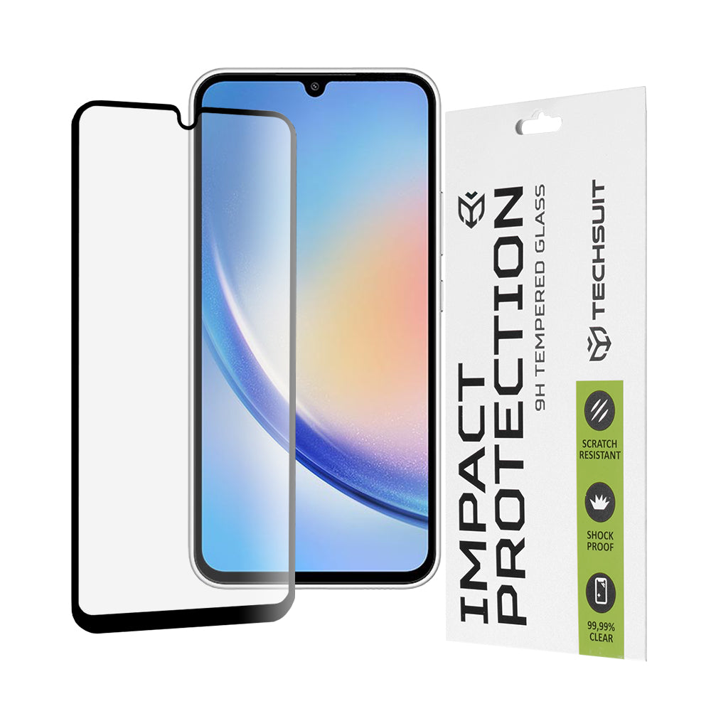 Película protetora de ecrã Techsuit para Samsung Galaxy A34 A346, Vidro Temperado, Cola Total, 111D, Preta