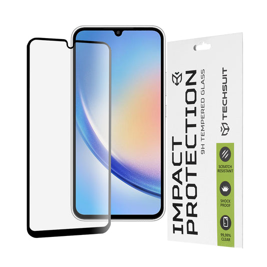 Película protetora de ecrã Techsuit para Samsung Galaxy A34 A346, Vidro Temperado, Cola Total, 111D, Preta
