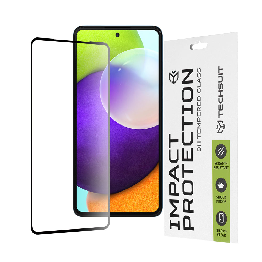 Película protetora de ecrã Techsuit para Samsung Galaxy A52s 5G A528 / A52 5G A526 / A52 A525, Vidro Temperado, Cola Total, 111D, Preta
