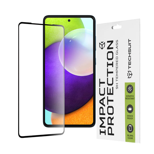 Película protetora de ecrã Techsuit para Samsung Galaxy A52s 5G A528 / A52 5G A526 / A52 A525, Vidro Temperado, Cola Total, 111D, Preta