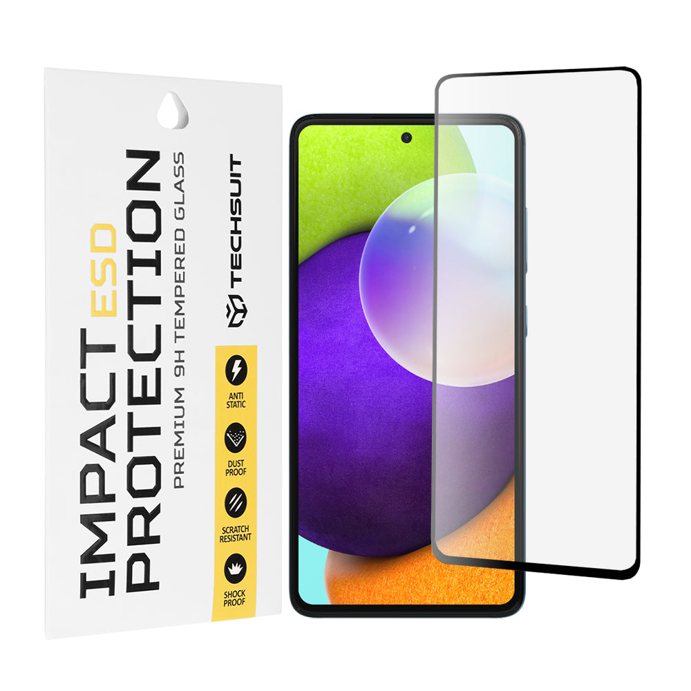 Película protetora de ecrã Techsuit para Samsung Galaxy A52s 5G A528 / A52 5G A526 / A52 A525, Vidro Temperado, Cola Total, Preta