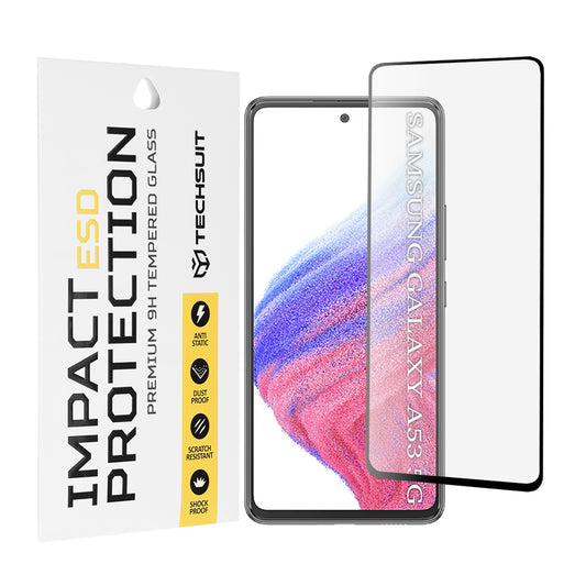 Película protetora de ecrã Techsuit para Samsung Galaxy A53 5G A536, Vidro Temperado, Cola Total, Preta