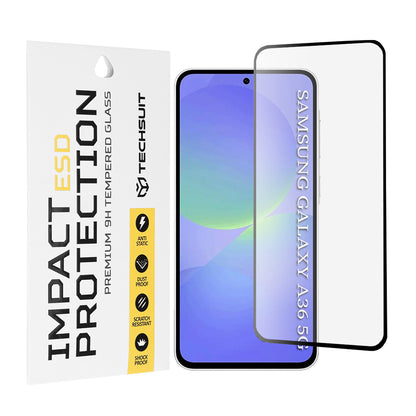 Película protetora de ecrã Techsuit para Samsung Galaxy A56 A566 / A36 A366, Vidro Temperado, Cola Total, Preta